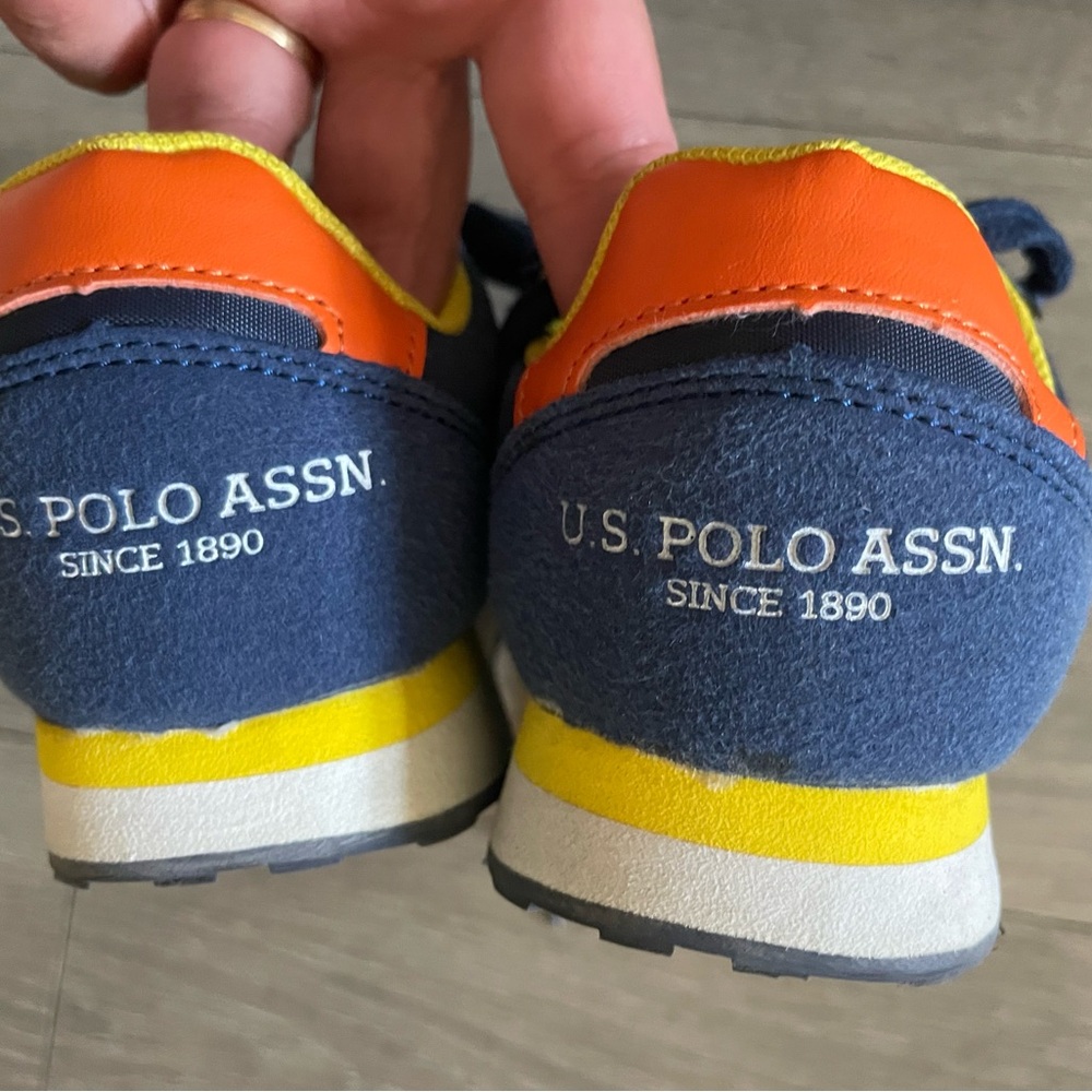U.S. Polo Assn. Kids' Navy and Orange Sneakers